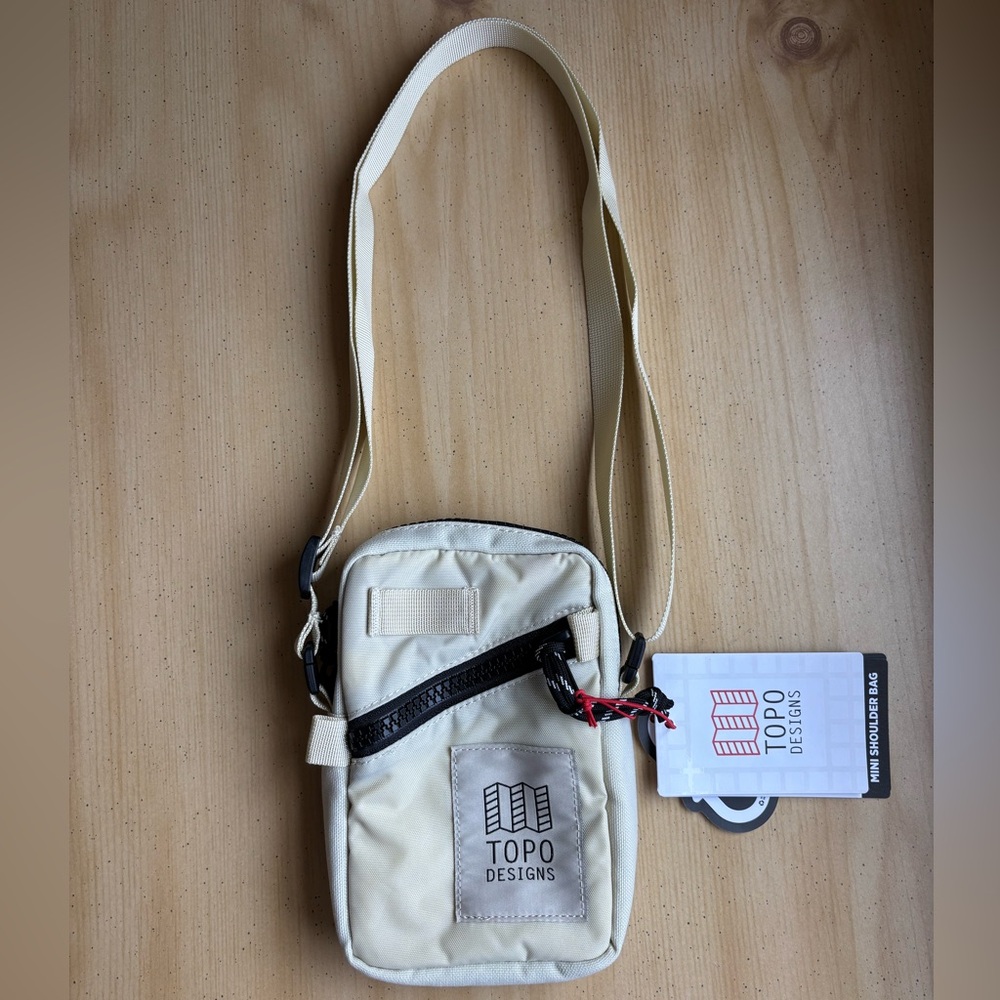 Topo Designs Mini Crossbody Bag – Cream Canvas Utility Travel Pouch